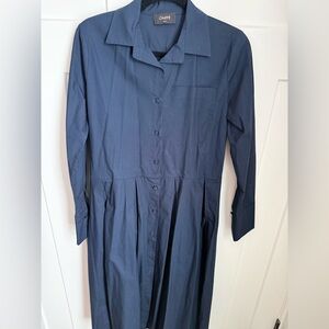 Chepe Navy Blue Cotton Button-Up Shirt Midi Dress. NWOT. Size M